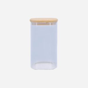 بانکه شیشه ای درب چوبی مربع 17 سانت یونیک کدUN-1762