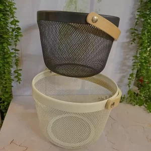 سبد فلزی ایکیا طرح دایره با دسته چوبی وارداتی