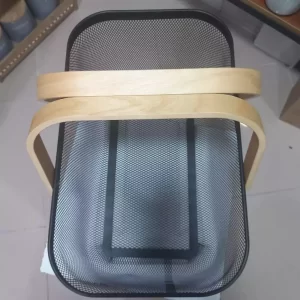 سبد فلزی ایکیا مستطیل سایز بزرگ دسته بامبو