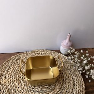 تابه مربع دو دسته استیل طلایی