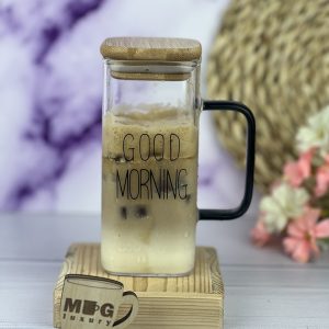 ماگ پیرکس گود مورنینگ بلند مربع درب بامبو