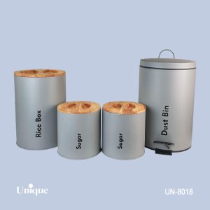 ست 4 پارچه فیلی (طوسی) درب بامبو UN-8018